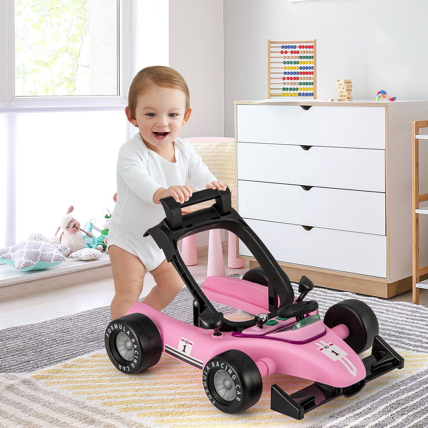 Versatile 4-In-1 Baby Push Walker - Adjustable Height & Speed for Growing Toddlers