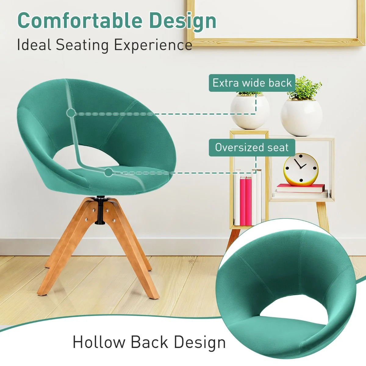 360° Swivel Velvet Accent Chair for Living Room, Bedroom and Office