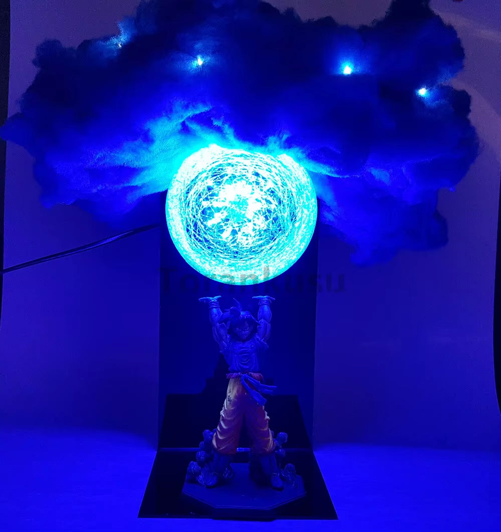 Dragon Ball Anime Son Goku Spirit Bomb with Cloud Lamp Led Bulb Action Figures Model Figurine Figure & Base & Lamp DIY Toys