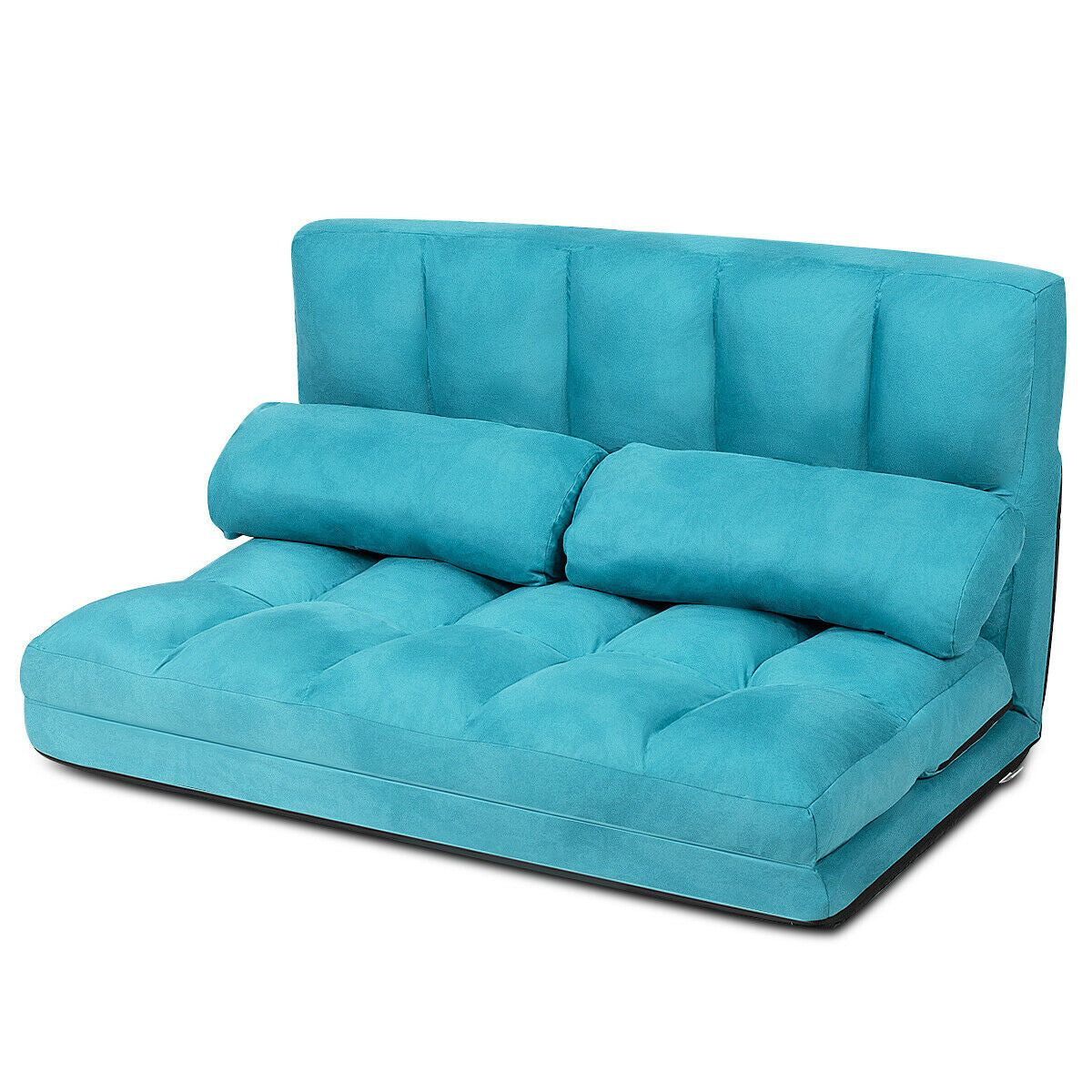 2 in 1 Folding Floor Lazy Sofa Bed with 6 Adjustable Seat Positions and 2 Pillows