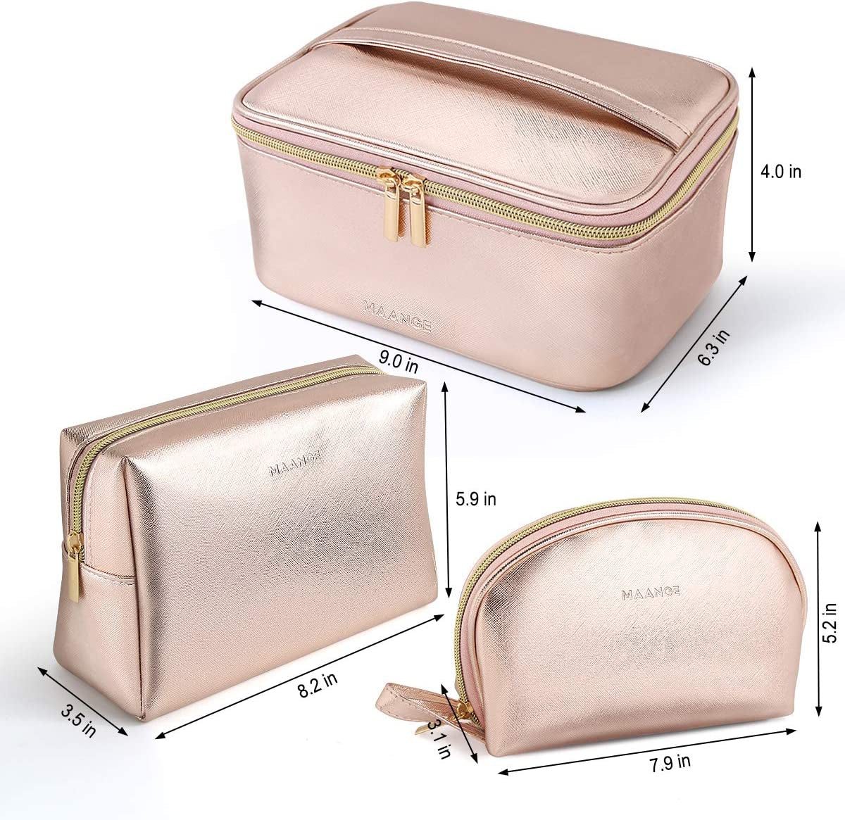 Stylish 3-Piece Waterproof Makeup Bag Set - Travel Toiletry Organizer & Cosmetic Pouch for Women