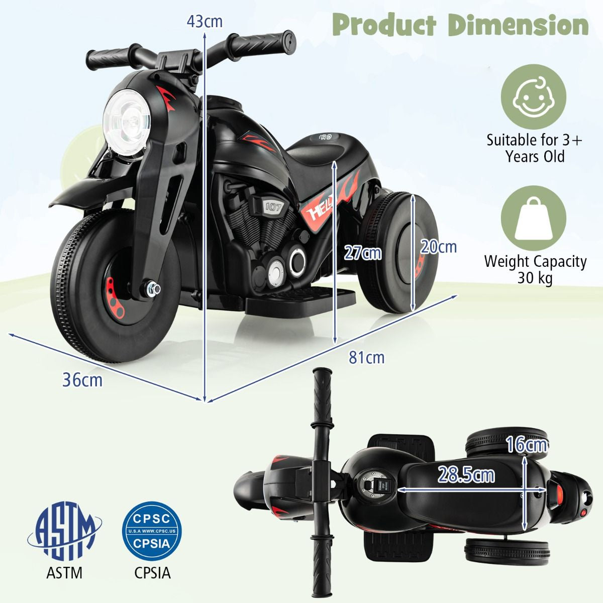 6V Electric Kid Ride on Motorcycle with Bubble Maker