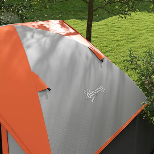 Camping Tent, 4-5 Man Family Tent, Grey and Orange