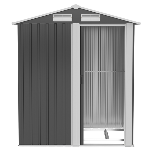 Grey Outdoor Storage Shed with Sliding Door & Sloped Roof - 152x132x188cm