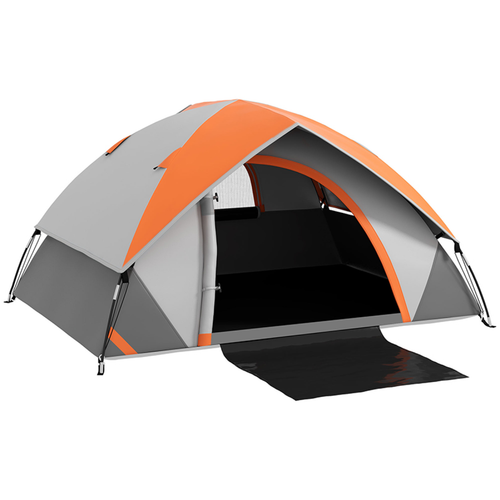 Camping Tent, 4-5 Man Family Tent, Grey and Orange