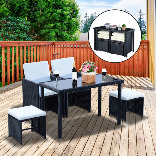 Stylish 5-Piece Rattan Garden Furniture Set - Sofa, Table & Chairs for Outdoor Bliss
