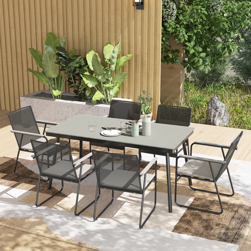 6-Seater Rattan Garden Dining Set with Cushions - Stylish Comfort