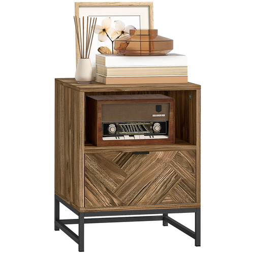 Stylish Industrial Bedside & Sofa Table with Storage Drawer