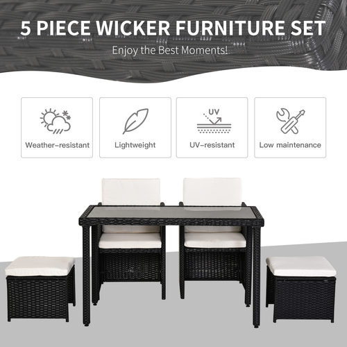 Stylish 5-Piece Rattan Garden Furniture Set - Sofa, Table & Chairs for Outdoor Bliss