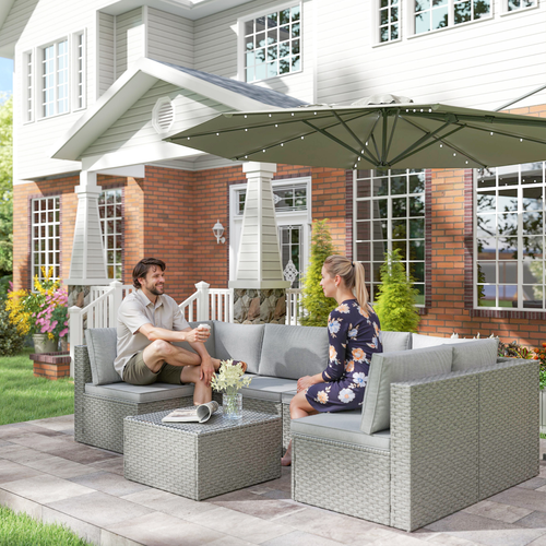 7-Piece Rattan Garden Furniture Set: Stylish & Comfy Outdoor Oasis
