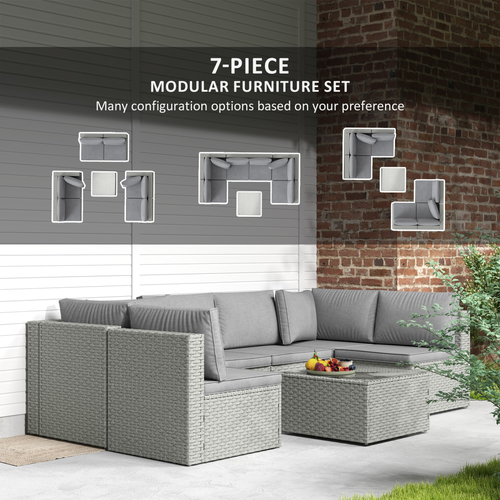 7-Piece Rattan Garden Furniture Set: Stylish & Comfy Outdoor Oasis
