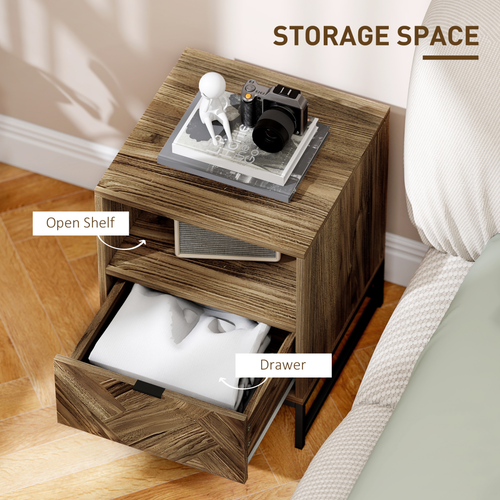 Stylish Industrial Bedside & Sofa Table with Storage Drawer