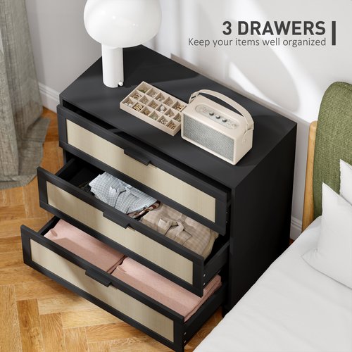 Elegant 3-Drawer Rattan Storage Cabinet - Versatile Organizer for Any Space