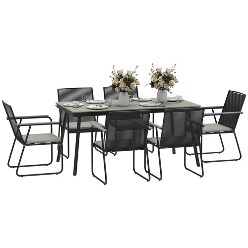 6-Seater Rattan Garden Dining Set with Cushions - Stylish Comfort