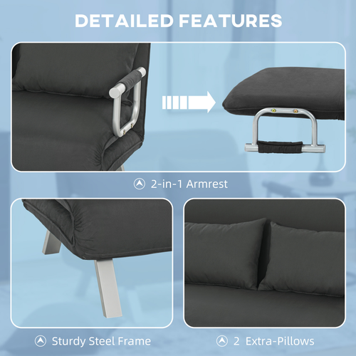 Stylish Convertible Sofa Bed - Transformable Comfort with Pillows