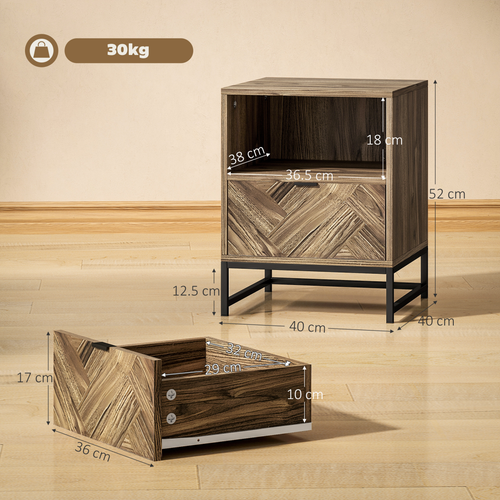 Stylish Industrial Bedside & Sofa Table with Storage Drawer