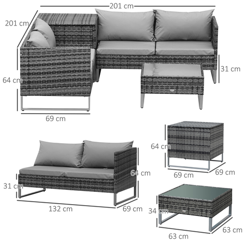 4-Piece Rattan Patio Furniture Set with Cushions & Storage Trunk
