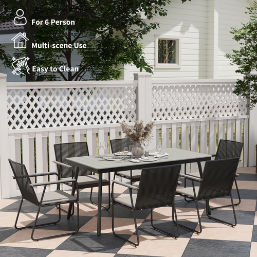 6-Seater Rattan Garden Dining Set with Cushions - Stylish Comfort