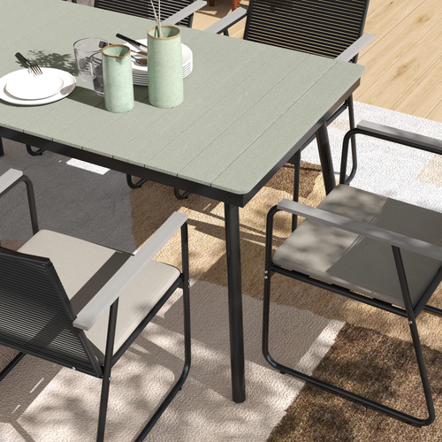 6-Seater Rattan Garden Dining Set with Cushions - Stylish Comfort
