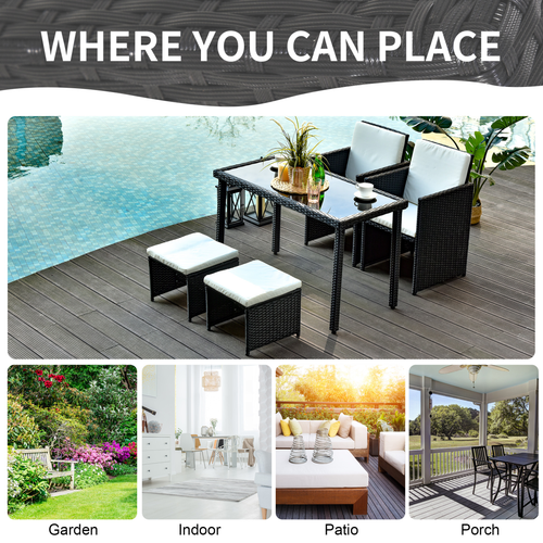 Stylish 5-Piece Rattan Garden Furniture Set - Sofa, Table & Chairs for Outdoor Bliss