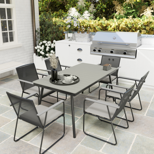 6-Seater Rattan Garden Dining Set with Cushions - Stylish Comfort