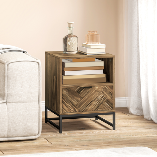 Stylish Industrial Bedside & Sofa Table with Storage Drawer