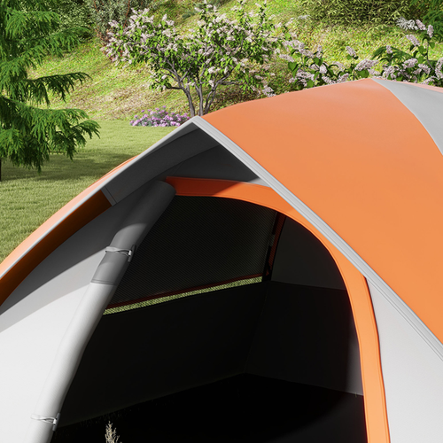 Camping Tent, 4-5 Man Family Tent, Grey and Orange