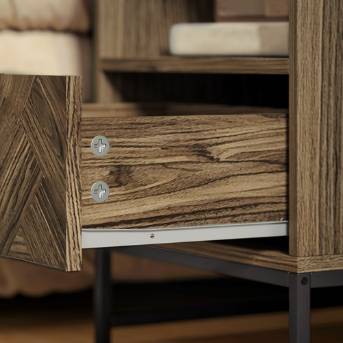 Stylish Industrial Bedside & Sofa Table with Storage Drawer