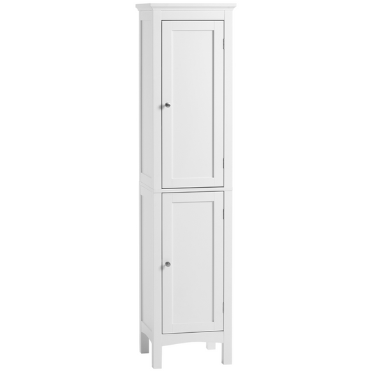 Kleankin Tall Bathroom Cabinet - Double Door Storage with Adjustable Shelves