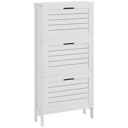 Compact Shoe Storage Cabinet with 3 Flip Drawers