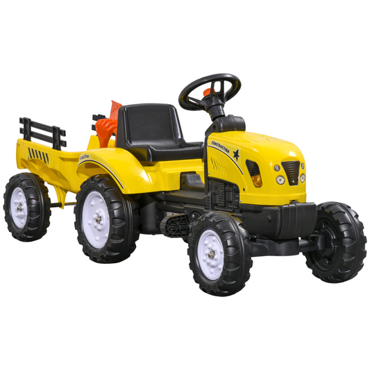 Pedal Go-Kart Tractor with Shovel & Rake, 4 Wheels