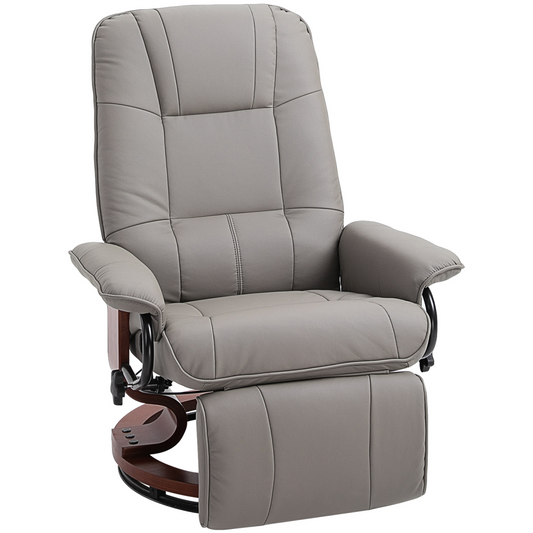 Ergonomic PU Leather Recliner Sofa with Footrest in Grey