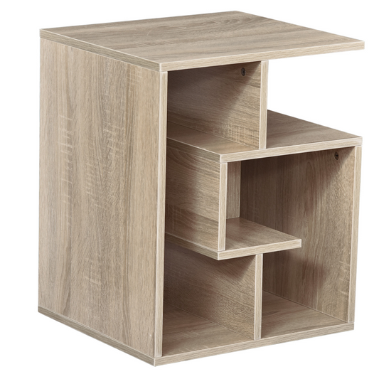 Oak 3-Tier Side End Table, 55cm High, 10kg Load Capacity
