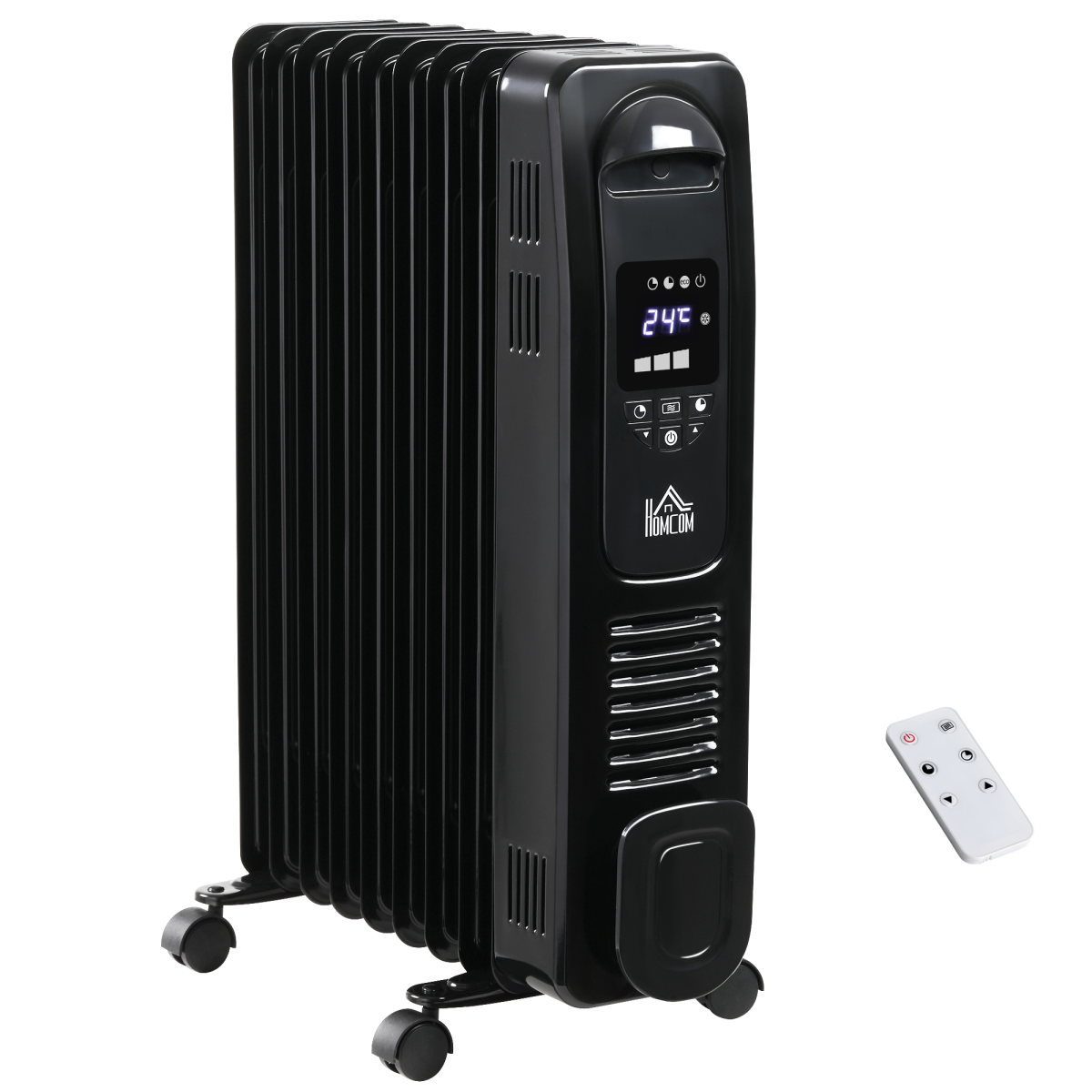 2000W Portable Digital Oil-Filled Radiator Heater with Timer & Remote Control