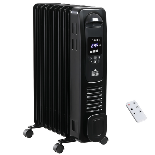 2000W Portable Digital Oil-Filled Radiator Heater with Timer & Remote Control