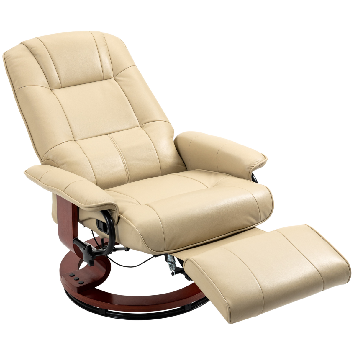 Ergonomic PU Leather Recliner Chair, Cream Lounger Armchair