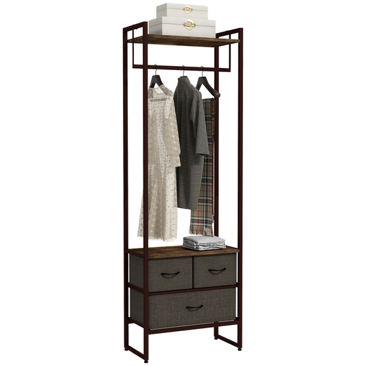Versatile Clothes Rack with Fabric Drawers & Storage Shelves - Stylish & Functional!