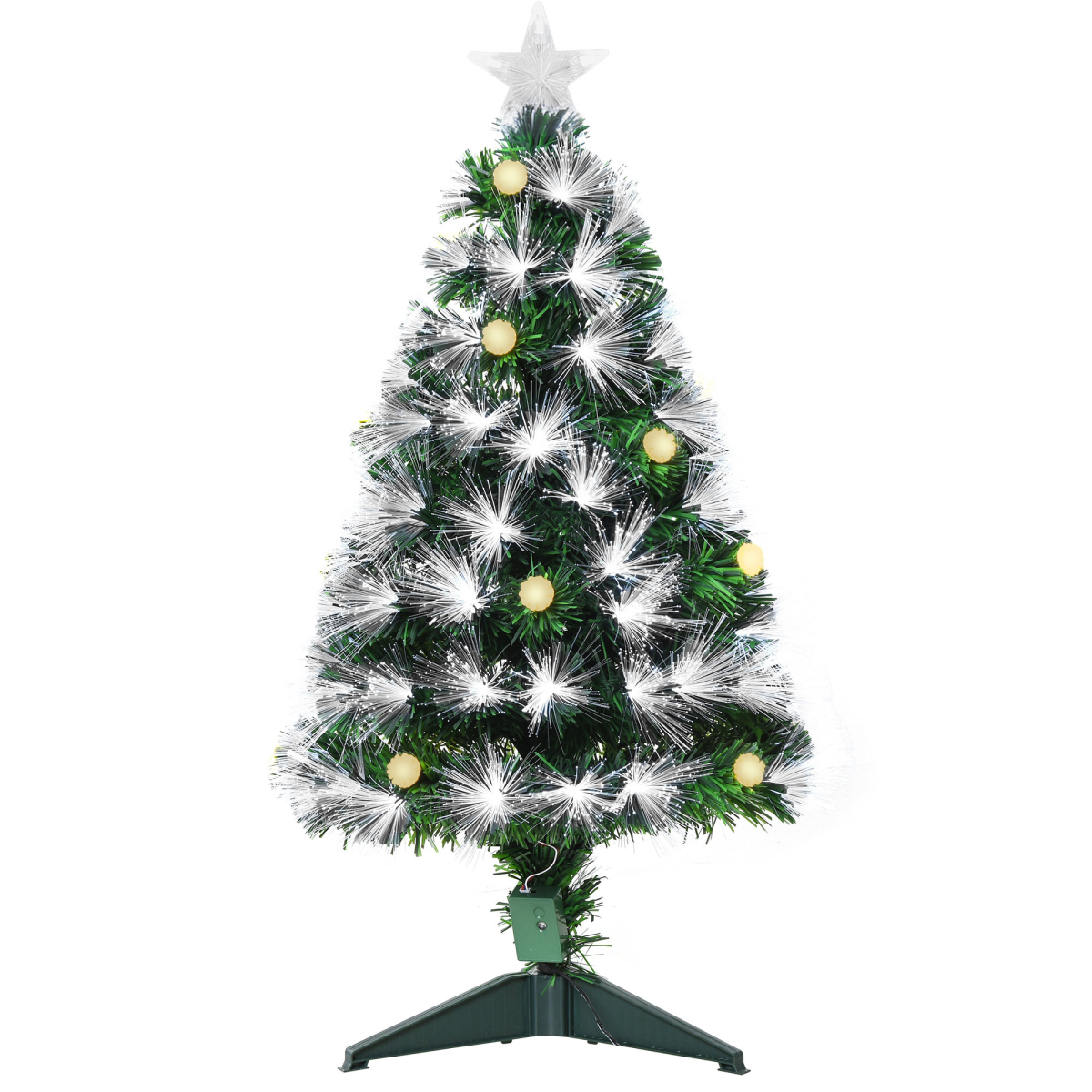 3ft White LED Christmas Tree, 90 LEDs, Star Topper, Tri-Base, Pre-Lit