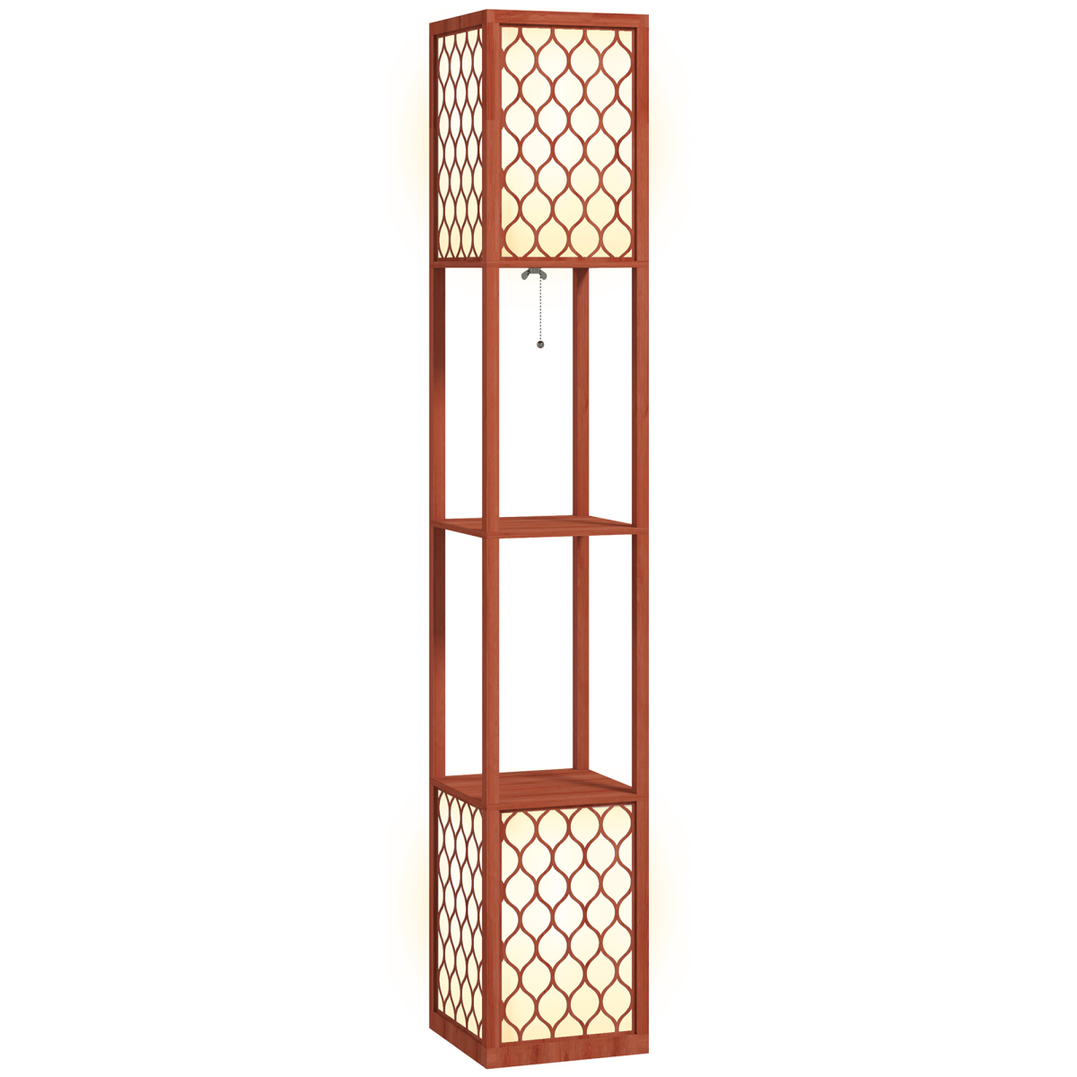2-Light Modern Floor Lamp with Stylish Shelves - Elegant & Functional!