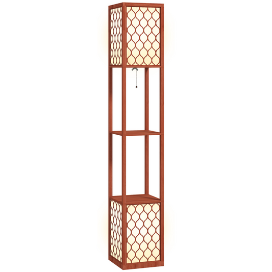 2-Light Modern Floor Lamp with Stylish Shelves - Elegant & Functional!