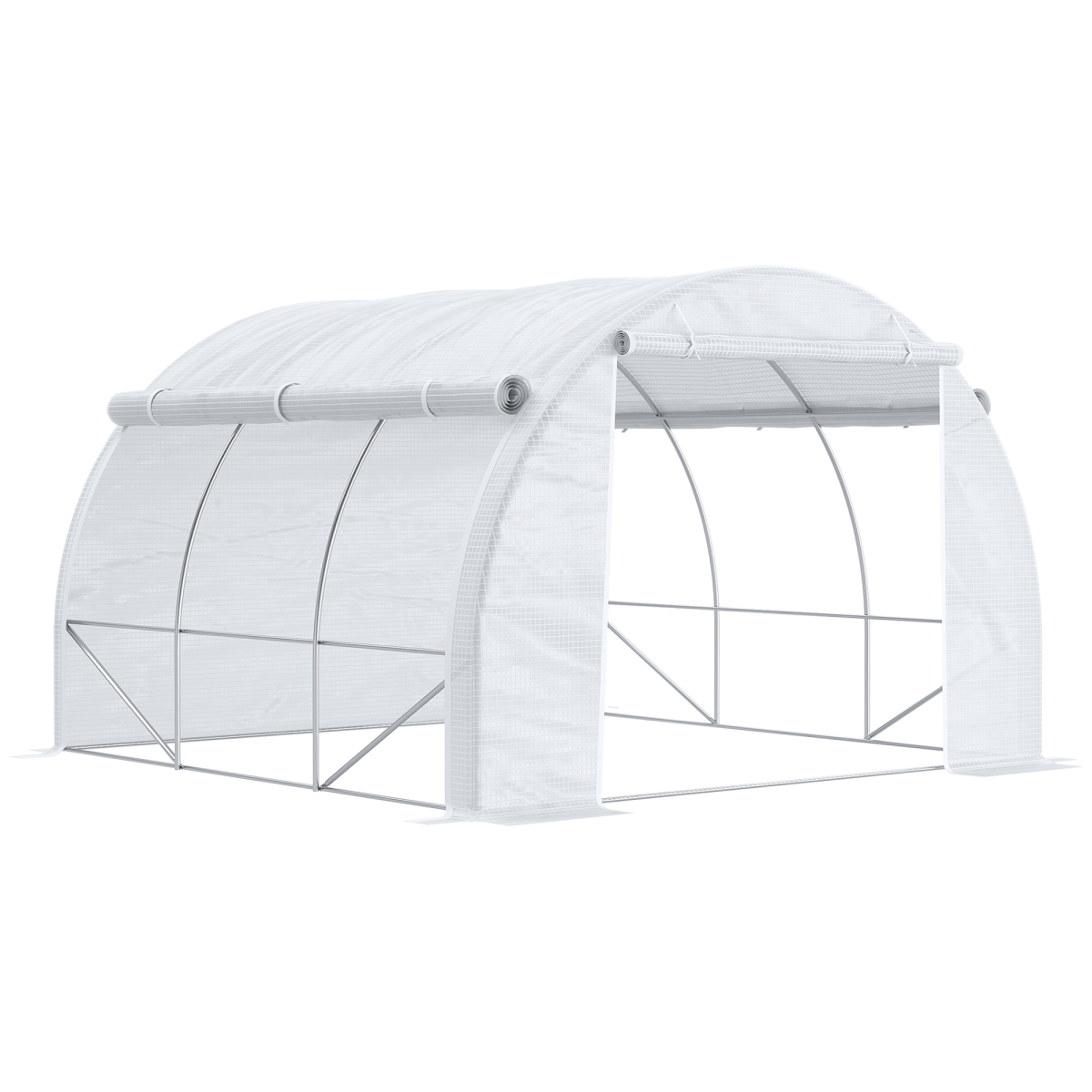 3x3x2m Walk-In Steel-Frame Polytunnel Greenhouse - White