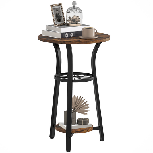 Rustic Industrial 3-Tier Round End Table - Chic Storage for Any Space