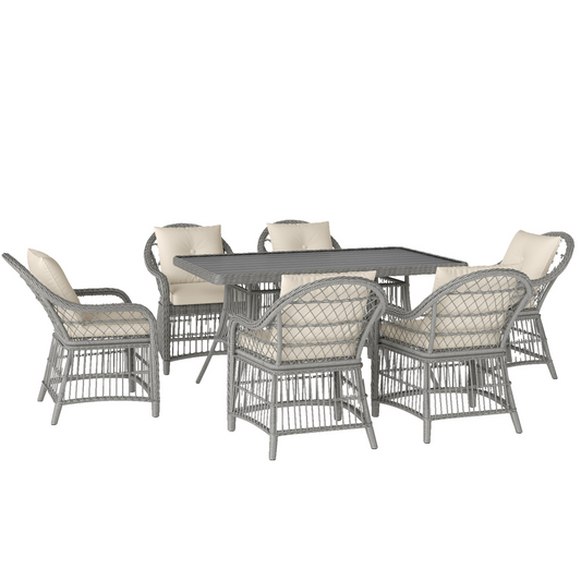 6-Seater Rattan Dining Set: Elegant & Comfy Garden Furniture