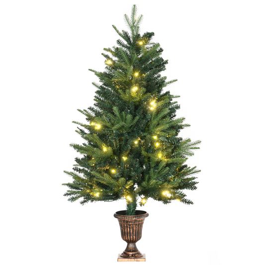 1.2m 4ft Pre-lit Christmas Tree with 750 Tips, Vase Base, 80 LEDs