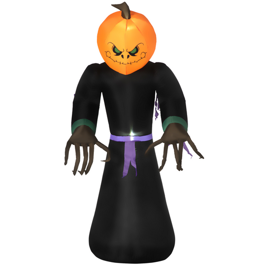 2.1m Tall Pumpkin Man Inflatable Halloween Yard Decoration Light Up