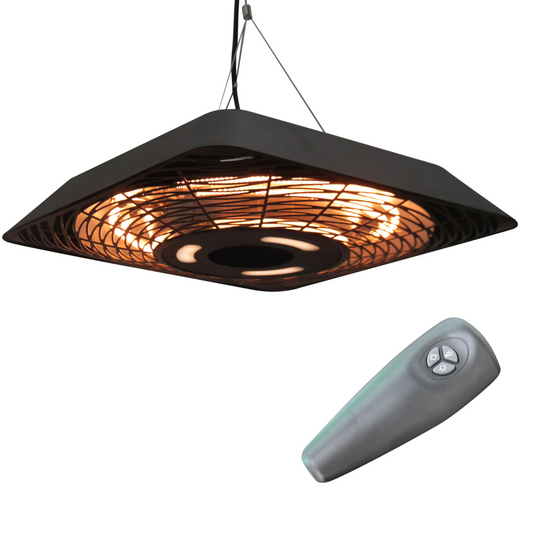 2000W Hanging Ceiling Patio Heater with Remote - Halogen, Aluminium