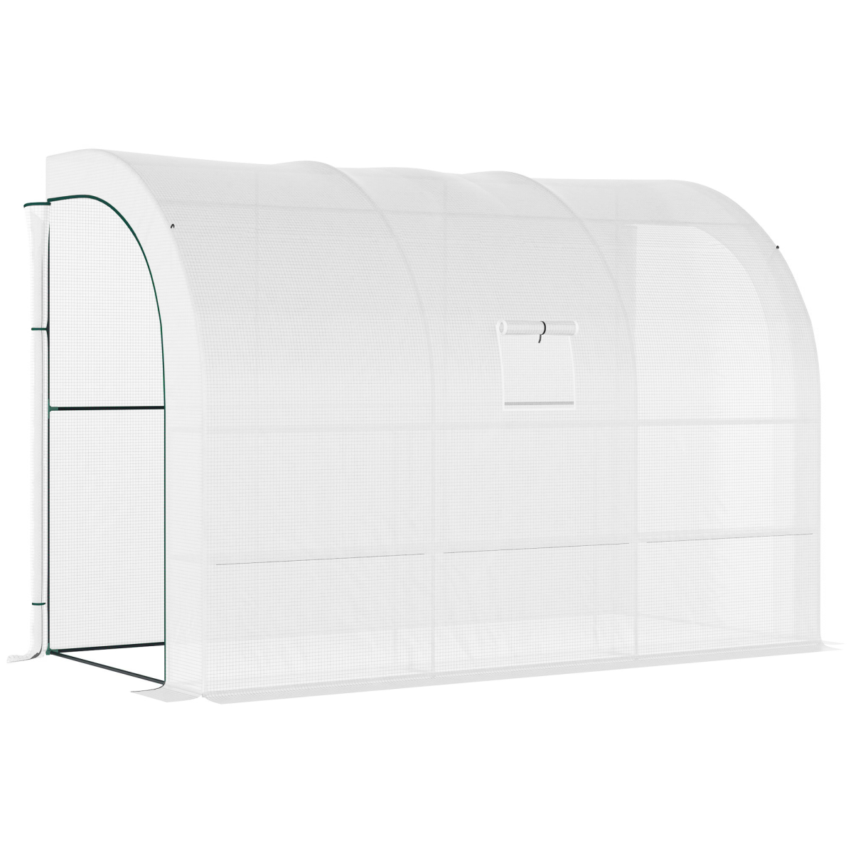 Lean-To Greenhouse with Shelves, 300x150x213 cm, White