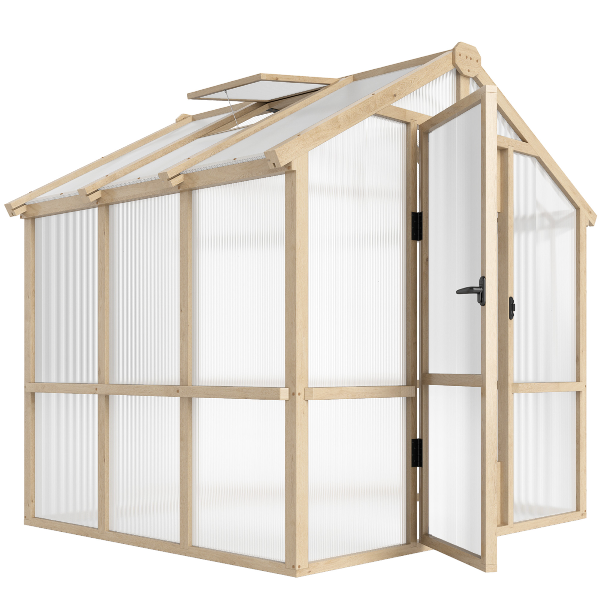 6.6x6ft Wooden Greenhouse with Lockable Door – Grow Year-Round!