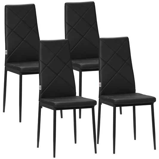 Elevate Your Dining: 4-Piece Faux Leather Chair Set in Sleek Black