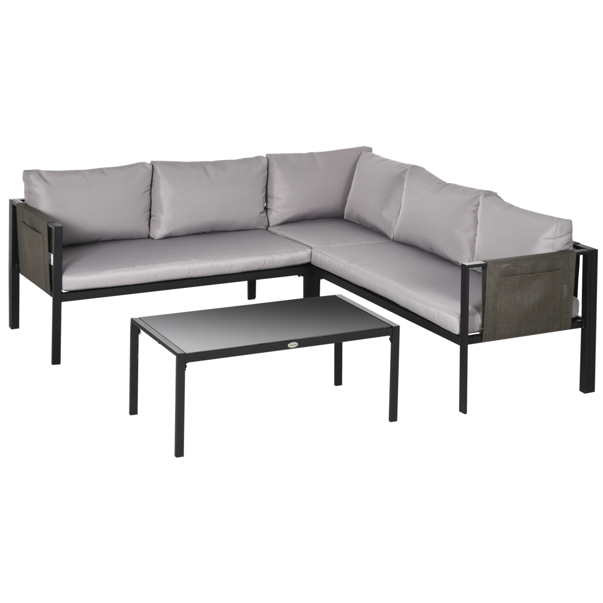 4-Piece Modular Garden Set: Corner or Linear Layout, Light Grey
